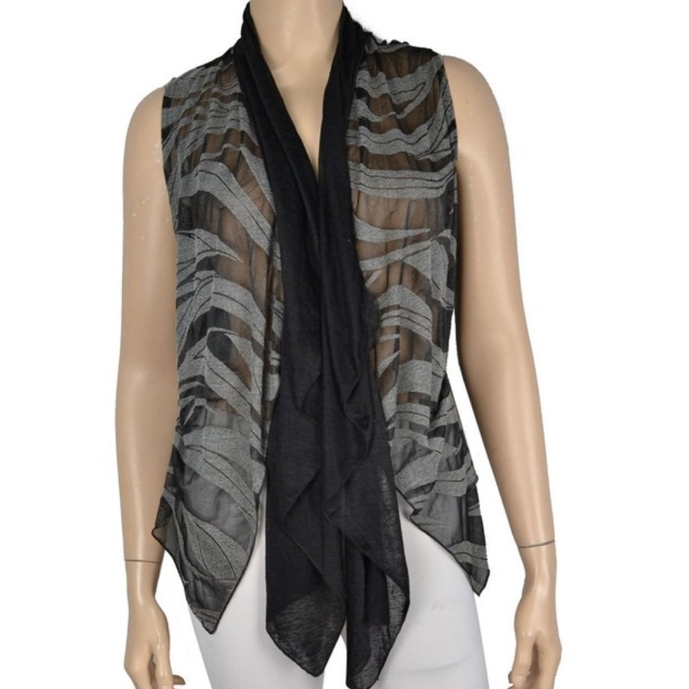 PRETTY ANGEL Mesh Black Dark Gray Silk Blend Vest